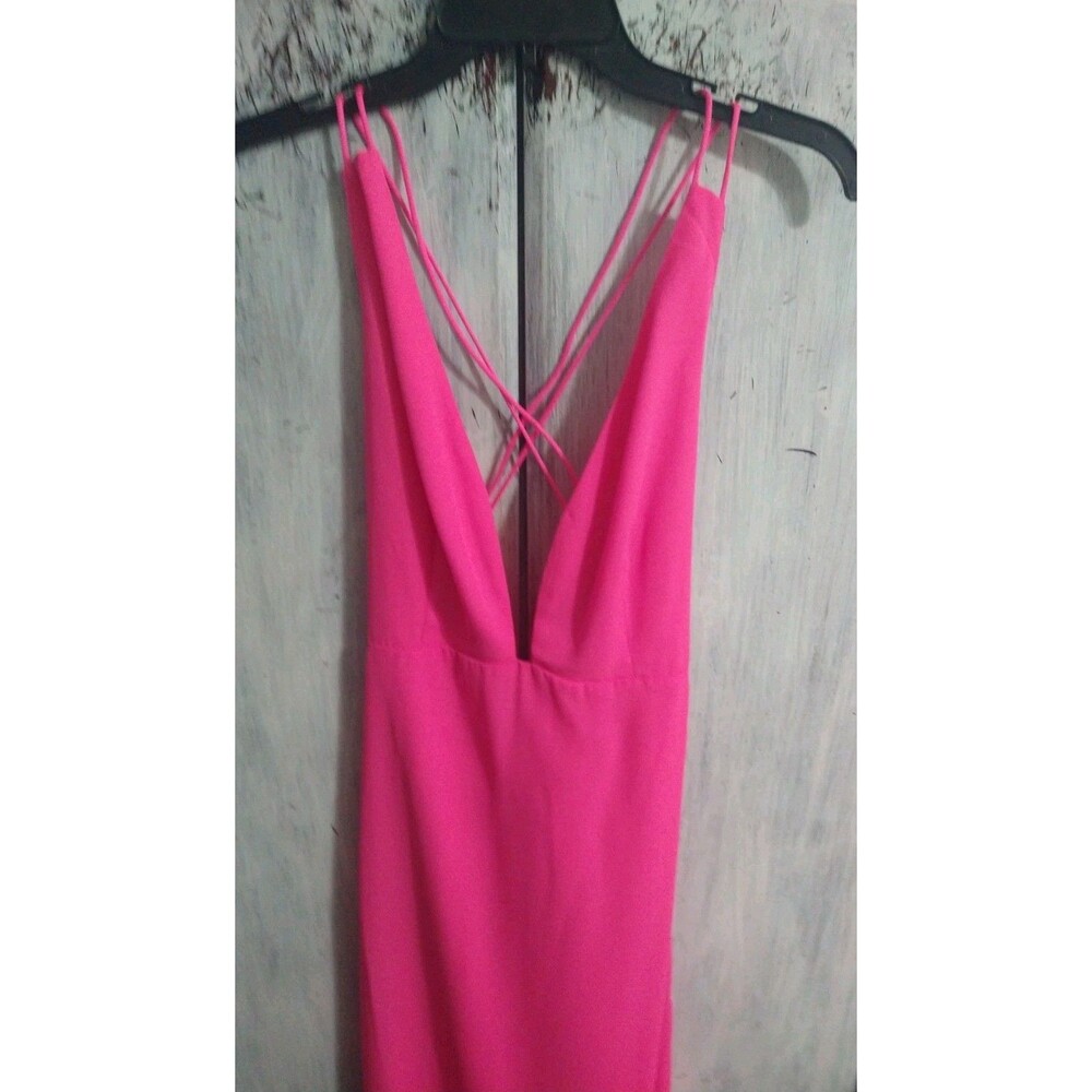 Super Down Sleeveless V-neck Maxi Dress Nwt Sexy Pink Party Y2k